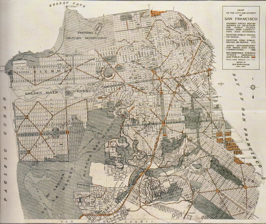 When Burnham submitted completed plans and drawings to the City, Mayor Schmitz declared, “On behalf of the citizens of San Francisco, it gives me great pleasure to accept these plans and to state that in the future, they shall forever be our guiding star, as far as the beauty of the city is concerned.”