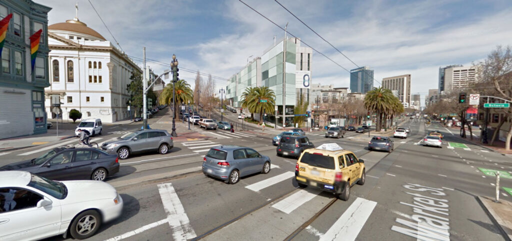 View of Market Street at Octavia from the Central Freeway